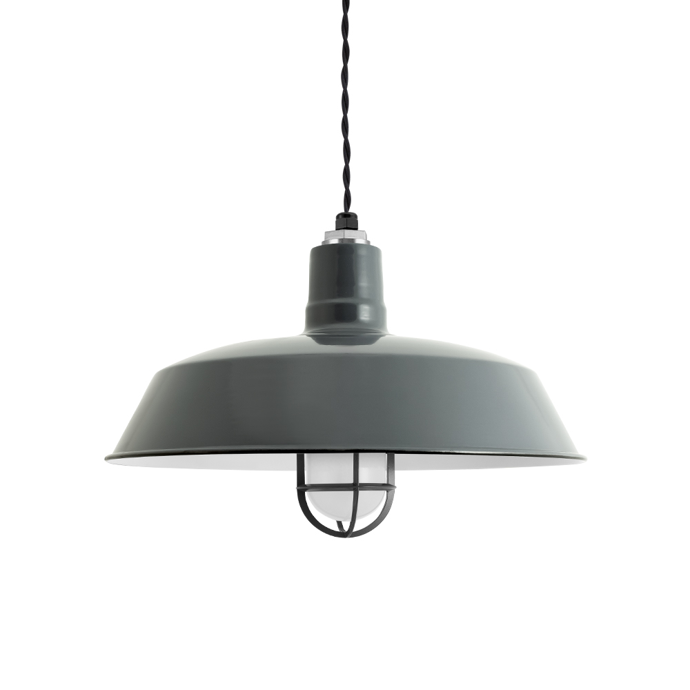 Designers Edge L1712 14" Round Gray Hanging Barn Style Light 