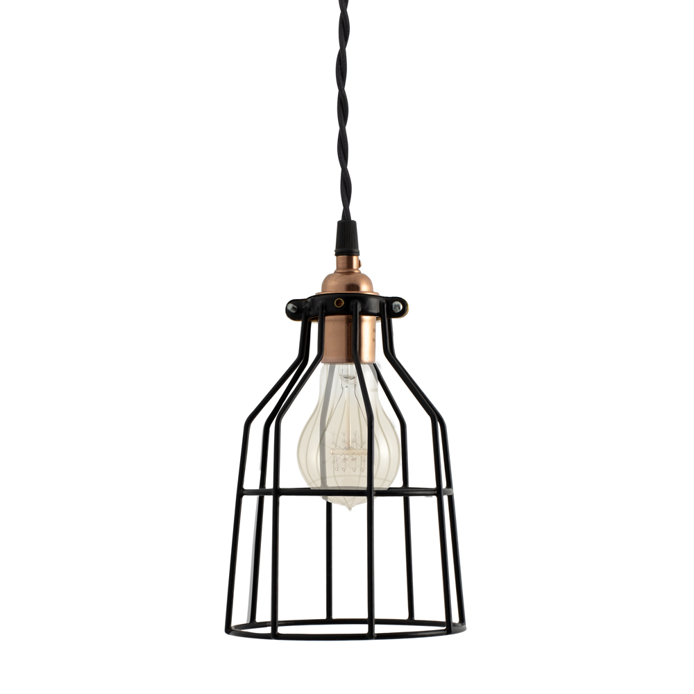 Minimalist Copper Cage Pendant Light, Copper Cage Table Lamp