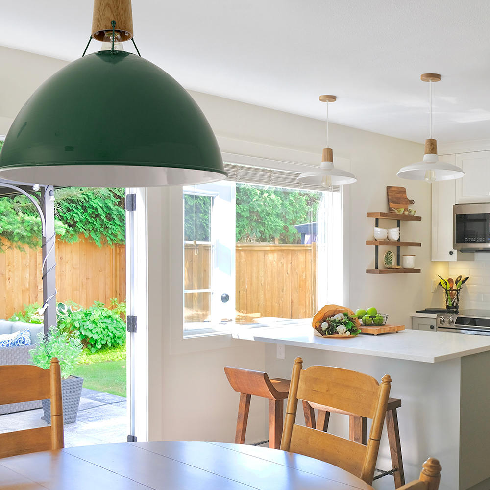 Wilcox Uplight Wooden Top Cord Pendant Light