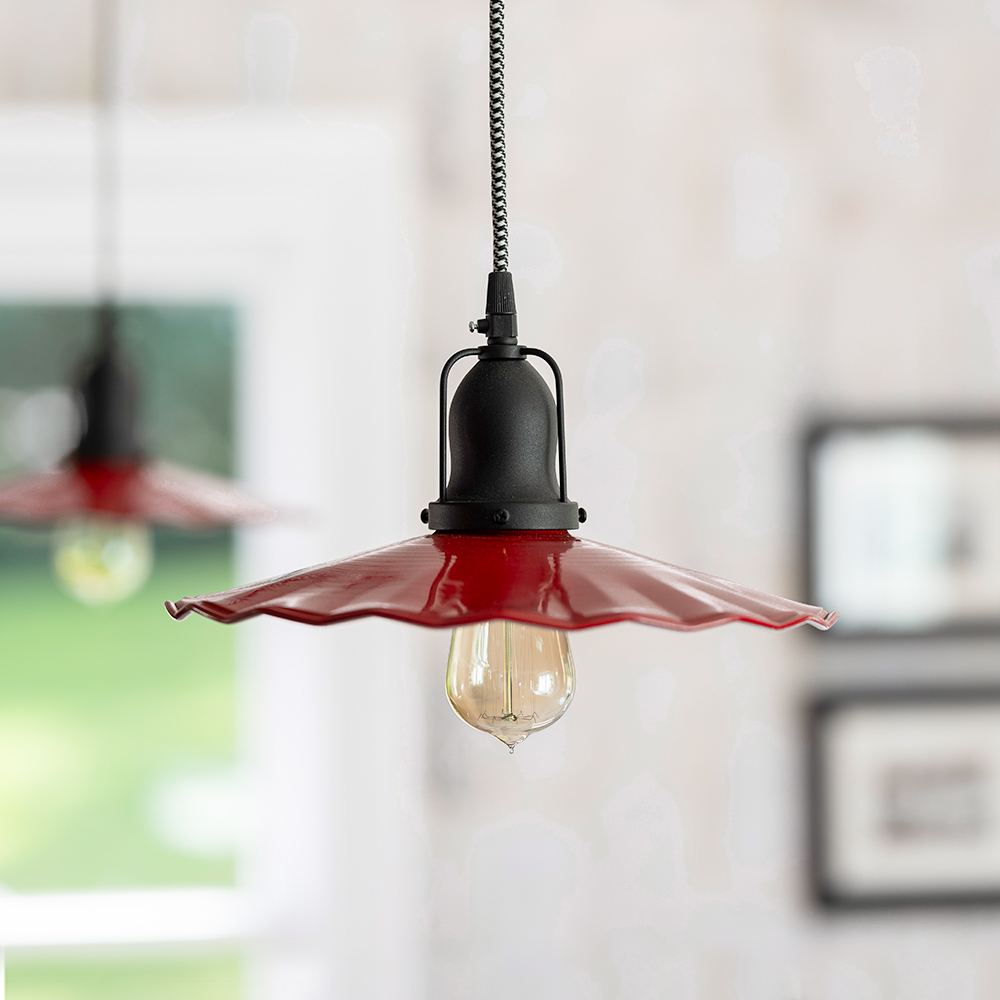 Fluted Shade Cord Pendant Light