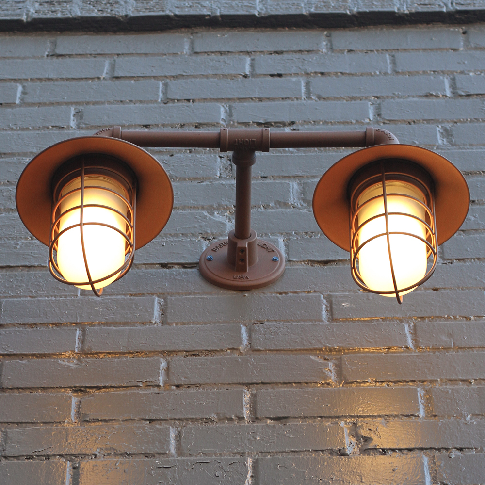 Double Market Industrial Guard Wall Sconce