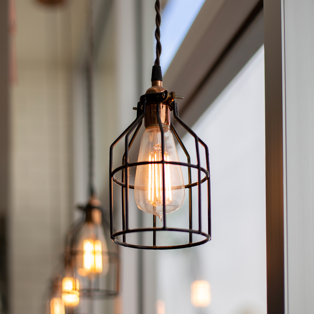 Minimalist Copper Cage Cord Pendant Light