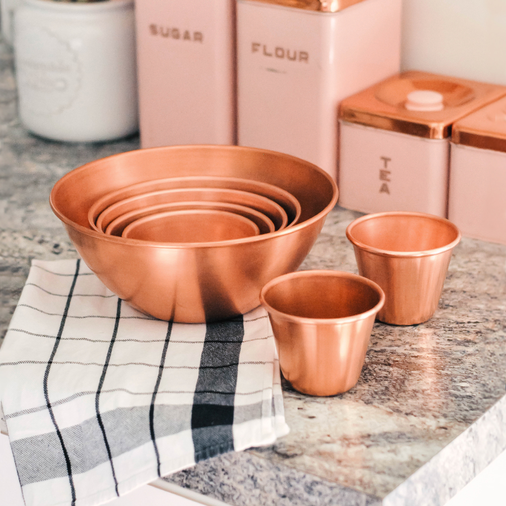 Set of 5 Solid Copper Nesting Bowls