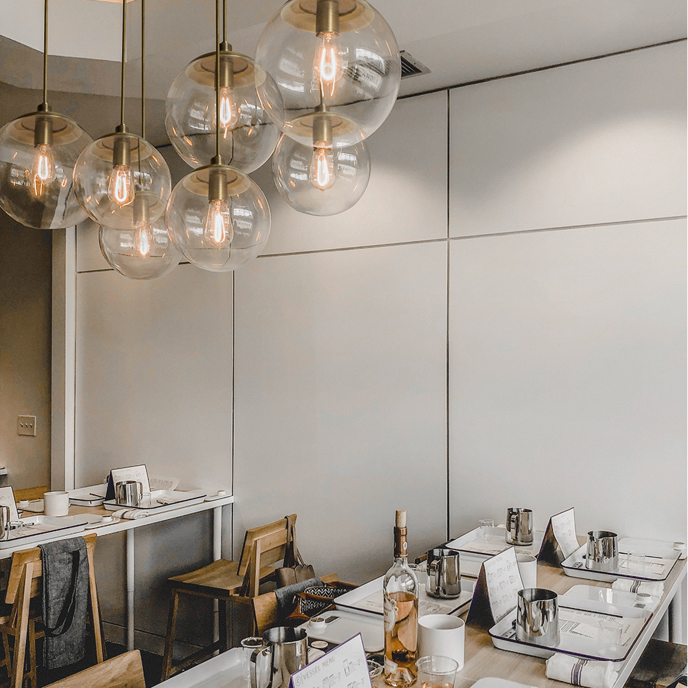 Glass Ball Stem Pendant Light 