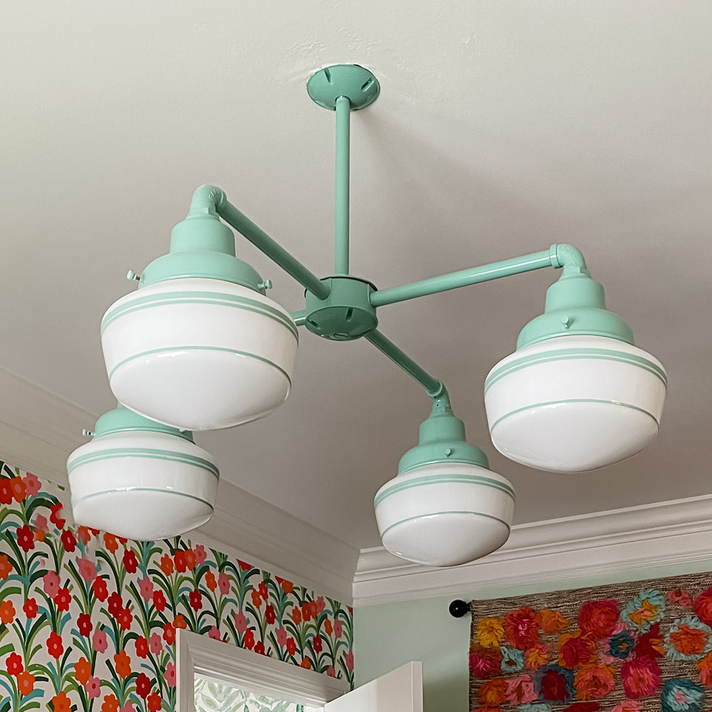 Primary 4-Light Straight Arm Schoolhouse Chandelier