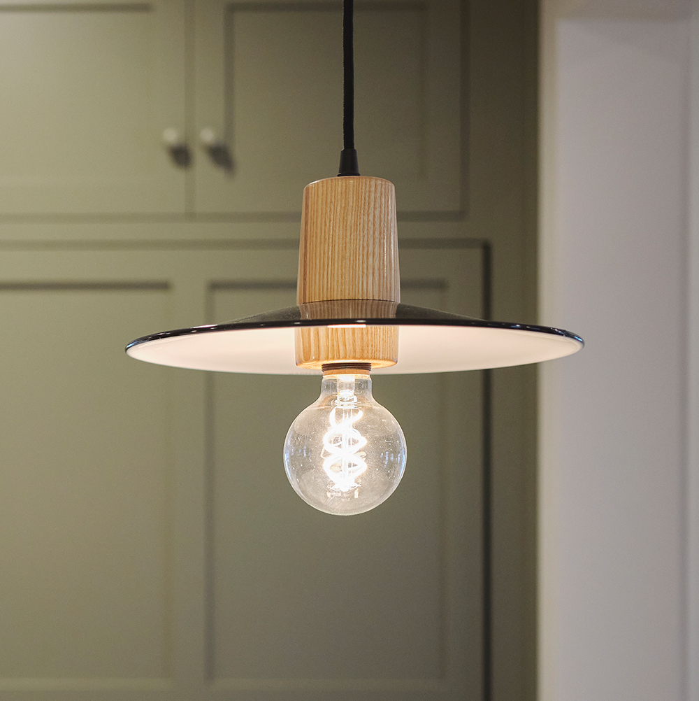 Conoco Draftsman Wooden Top Cord Pendant Light