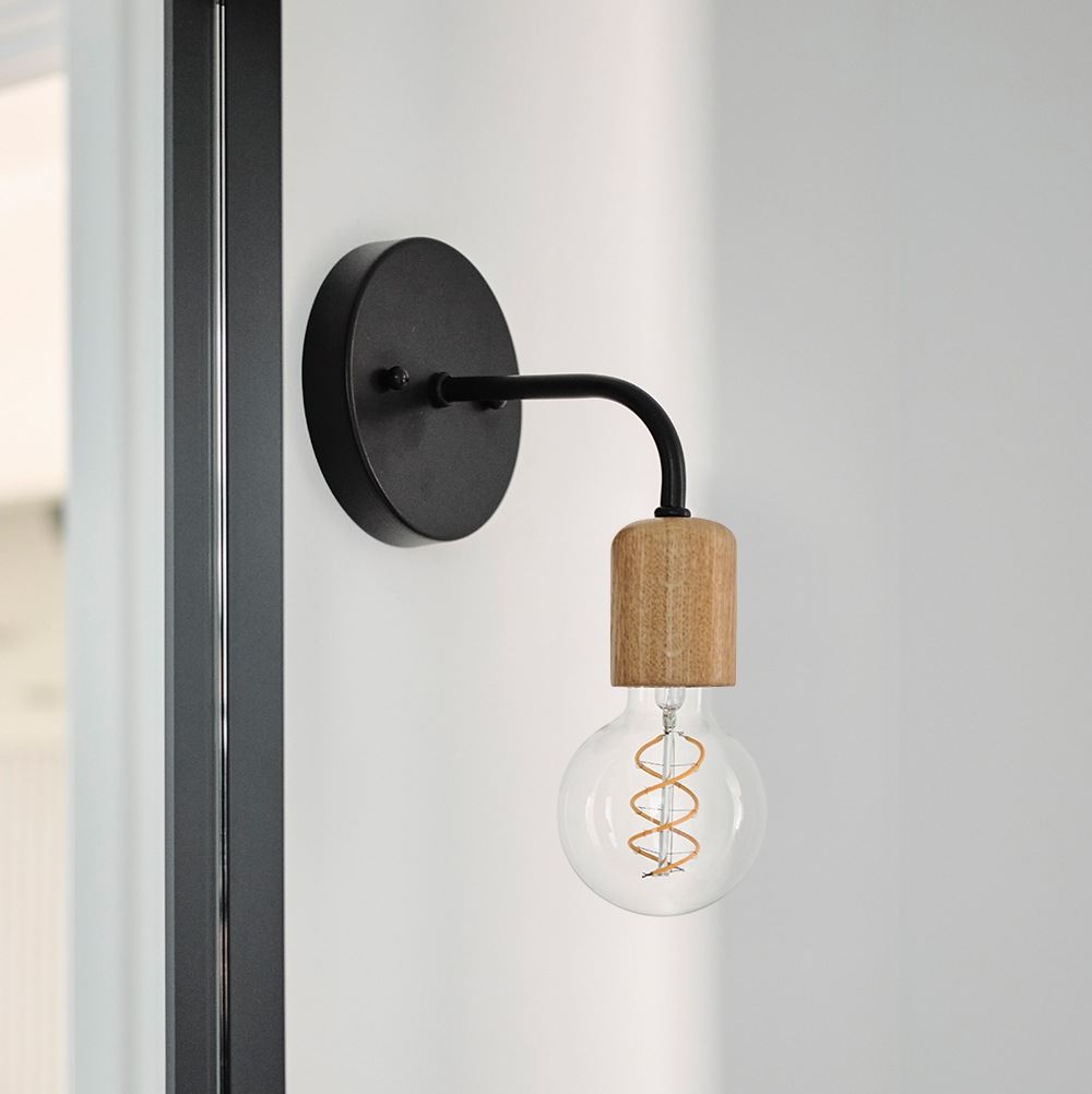 Downtown Minimalist Wooden Socket Wall Sconce