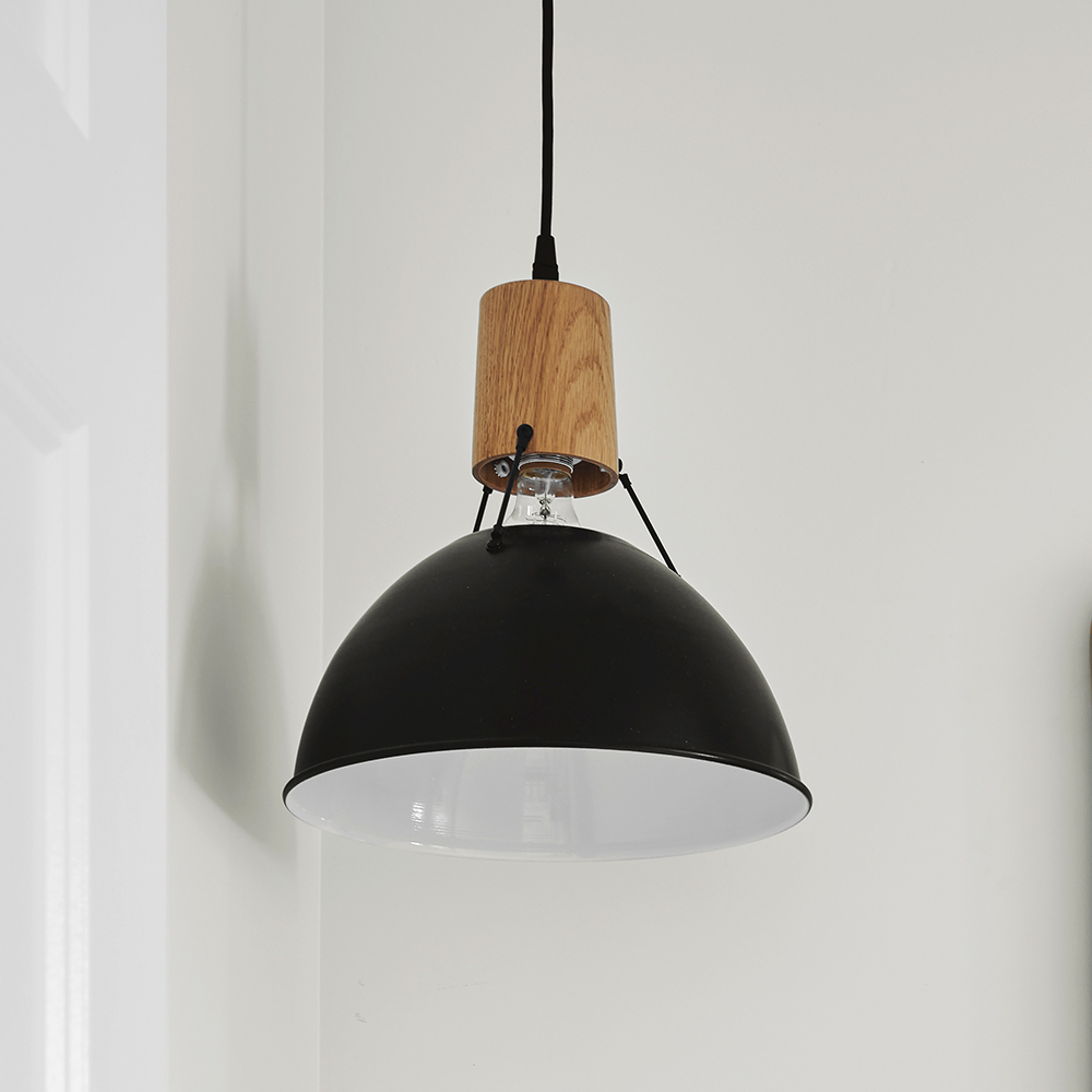 Wilcox Uplight Wooden Top Cord Pendant Light