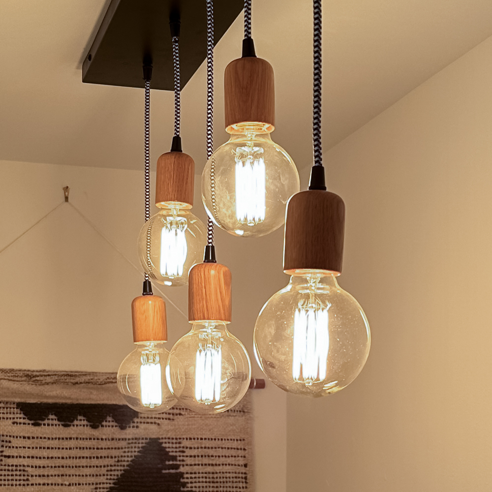 Downtown Minimalist Wooden Socket Cord Pendant Light