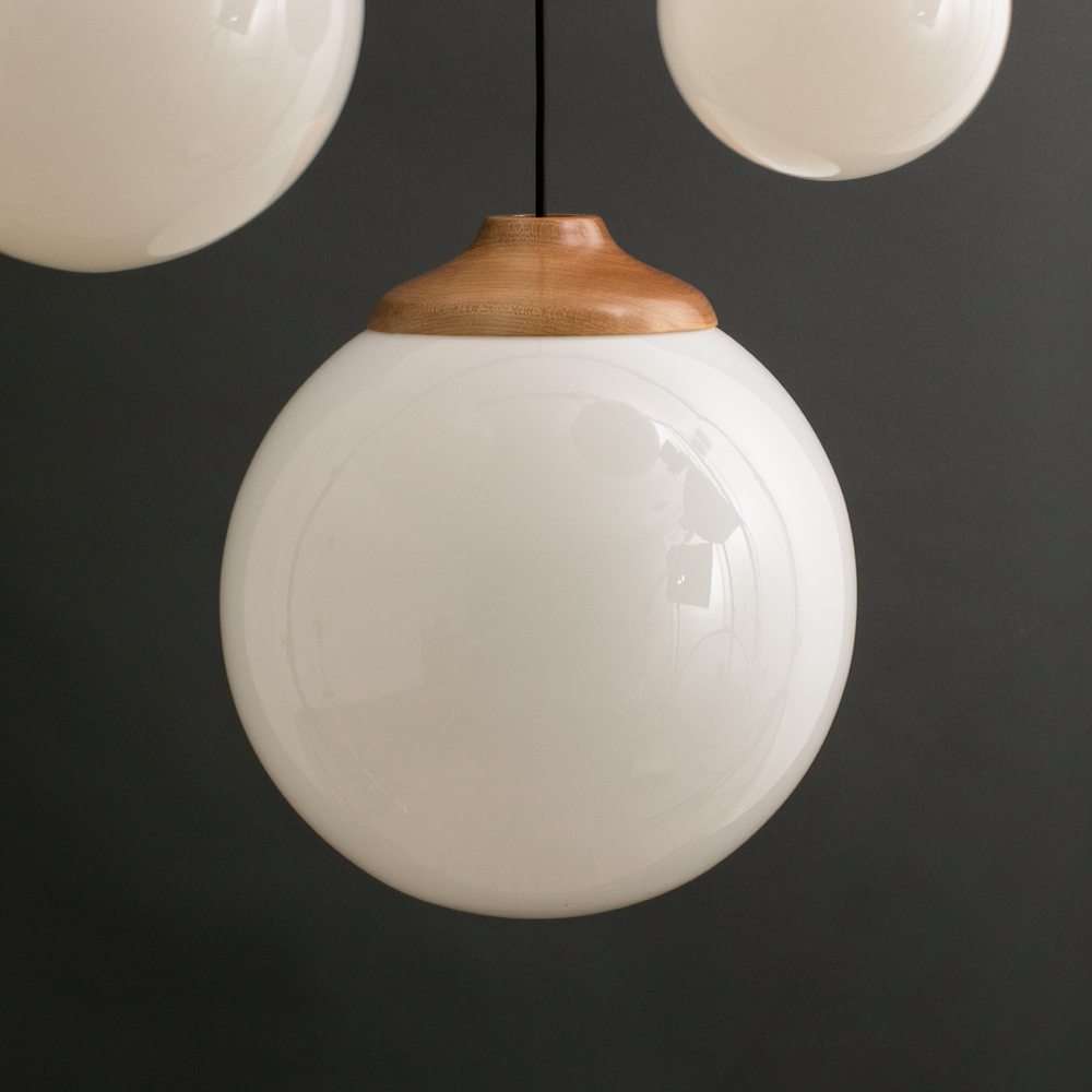 Glass Ball LED Wooden Top Cord Pendant Light