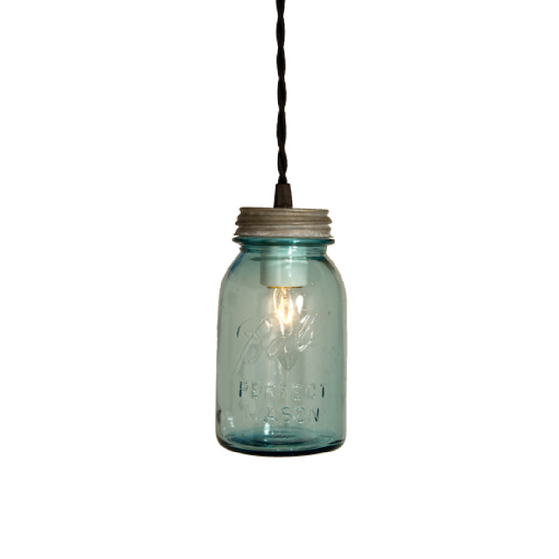 Vintage Ball Perfect Blue Mason Jar Pendant Barn Light Electric - Mason Jar Lights Wall Hanging