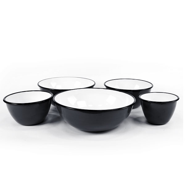 Enamelware Collection(TM) Mixing Bowls, Set of 3 Enamel Coated Steel 1.5  Qt, 3.25 Qt & 5.25 Qt - The Fancy Frog Boutique