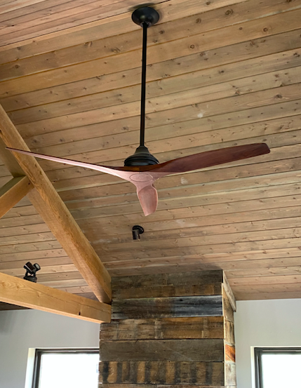 Zephyr Modern Ceiling Fan Barn Light, Light Brown Wood Ceiling Fan