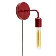 Downtown Minimalist Sconce, 400-Barn Red, CSBG-Gold & Block Cloth Cord, Hairpin 30w Edison-Style Bulb Downtown Minimalist Sconce, 400-Barn Red, CSBG-Gold & Block Cloth Cord, Hairpin 30w Edison-Style Bulb