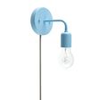 Downtown Minimalist Plug-In Sconce, 715-Delphite Blue PTMP, CSBW-Black & White Cloth Cord, Victorian 40w Edison-Style Bulb Downtown Minimalist Plug-In Sconce, 715-Delphite Blue PTMP, CSBW-Black & White Cloth Cord, Victorian 40w Edison-Style Bulb