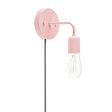 Downtown Minimalist Plug-In Sconce, 480-Blush Pink, CSBW-Black & White Cloth Cord, 1890 Era 40w Edison-Style Bulb Downtown Minimalist Plug-In Sconce, 480-Blush Pink, CSBW-Black & White Cloth Cord, 1890 Era 40w Edison-Style Bulb
