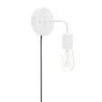 Downtown Minimalist Plug-In Sconce, 200-White, CSBW-Black & White Cloth Cord, 1890 Era 40w Edison-Style Bulb Downtown Minimalist Plug-In Sconce, 200-White, CSBW-Black & White Cloth Cord, 1890 Era 40w Edison-Style Bulb