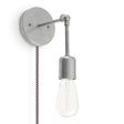 Downtown Minimalist Knuckled Plug-In Sconce, 975-Galvanized, CSBP-Black & Pink Cloth Cord, Nostalgic Edison-Style 1890 Era 40W Bulb Downtown Minimalist Knuckled Plug-In Sconce, 975-Galvanized, CSBP-Black & Pink Cloth Cord, Nostalgic Edison-Style 1890 Era 40W Bulb
