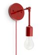 Downtown Minimalist Knuckled Plug-In Sconce, 400-Barn Red, CRZ-Red Chevron Cord, Nostalgic Edison-Style Victorian 25W Bulb Downtown Minimalist Knuckled Plug-In Sconce, 400-Barn Red, CRZ-Red Chevron Cord, Nostalgic Edison-Style Victorian 25W Bulb