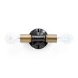 Downtown Minimalist Double Sconce, Mounting in 100-Black, Cups in 998-Natural Weathered Brass, Nostalgic Edison-Style Victorian 25W Bulb Downtown Minimalist Double Sconce, Mounting in 100-Black, Cups in 998-Natural Weathered Brass, Nostalgic Edison-Style Victorian 25W Bulb