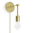 Downtown Minimalist Knuckled Plug-In Sconce, 997-Natural Raw Brass, CSGW-Gold & White Cloth Cord, Nostalgic Edison-Style Victorian 25W Bulb Downtown Minimalist Knuckled Plug-In Sconce, 997-Natural Raw Brass, CSGW-Gold & White Cloth Cord, Nostalgic Edison-Style Victorian 25W Bulb