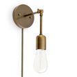 Downtown Minimalist Knuckled Plug-In Sconce, 998-Natural Weathered Brass, CSBG-Black & Gold Cloth Cord, Nostalgic Edison-Style 1890 Era 40W Bulb Downtown Minimalist Knuckled Plug-In Sconce, 998-Natural Weathered Brass, CSBG-Black & Gold Cloth Cord, Nostalgic Edison-Style 1890 Era 40W Bulb
