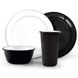 Set of 4 Enamel Dinnerware Set, 150-Black Set of 4 Enamel Dinnerware Set, 150-Black