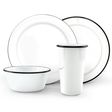 Set of 4 Enamel Dinnerware Set, 250-White Set of 4 Enamel Dinnerware Set, 250-White