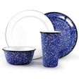 Set of 4 Enamel Dinnerware Set, 760-Cobalt Blue with White Speckles Set of 4 Enamel Dinnerware Set, 760-Cobalt Blue with White Speckles