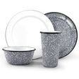 Set of 4 Enamel Dinnerware Set, 860-Graphite with White Speckles Set of 4 Enamel Dinnerware Set, 860-Graphite with White Speckles