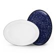 Oval Enamelware Platter, 760-Cobalt with White Speckle, Top in 250-White Oval Enamelware Platter, 760-Cobalt with White Speckle, Top in 250-White