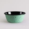 X-Large Enamelware Bowl, Exterior: 365-Jadite with Black Speckles ; Interior: 150-Black X-Large Enamelware Bowl, Exterior: 365-Jadite with Black Speckles ; Interior: 150-Black