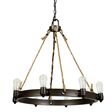 Maven Rope Chandelier, 600-Bronze, Brown Jute Rope, Standard Black Cord, Shown with Nostalgic Edison-Style 1890 Era 40 Watt Light Bulbs Maven Rope Chandelier, 600-Bronze, Brown Jute Rope, Standard Black Cord, Shown with Nostalgic Edison-Style 1890 Era 40 Watt Light Bulbs