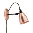 Lovell Plug-In Sconce, 995-Natural Raw Copper, Black Arm, CSBG-Black & Gold Cloth Cord Lovell Plug-In Sconce, 995-Natural Raw Copper, Black Arm, CSBG-Black & Gold Cloth Cord