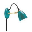 Lovell Plug-In Wall Sconce, 390-Teal, Raw Brass Arm, SBK-Standard Black Cord Lovell Plug-In Wall Sconce, 390-Teal, Raw Brass Arm, SBK-Standard Black Cord