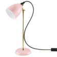 Lovell Task Lamp, 480-Blush Pink, Stem in 997-Natural Raw Brass, CSBW-Black & White Cloth Cord, Black Plug & Switch Lovell Task Lamp, 480-Blush Pink, Stem in 997-Natural Raw Brass, CSBW-Black & White Cloth Cord, Black Plug & Switch