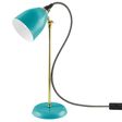 Lovell Task Lamp, 390-Teal, Stem in 997-Natural Raw Brass, CSBW-Black & White Cloth Cord, Black Plug & Switch Lovell Task Lamp, 390-Teal, Stem in 997-Natural Raw Brass, CSBW-Black & White Cloth Cord, Black Plug & Switch