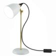 Lovell Task Lamp (Lit up), 250-Porcelain White, Stem in 997-Natural Raw Brass, CSBW-Black & White Cloth Cord, Black Plug & Switch Lovell Task Lamp (Lit up), 250-Porcelain White, Stem in 997-Natural Raw Brass, CSBW-Black & White Cloth Cord, Black Plug & Switch