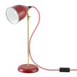 Lovell Task Lamp, 455-Porcelain Cherry Red, Stem in 997-Natural Raw Brass, CSRW-Red & White Cloth Cord, Black Plug & Switch Lovell Task Lamp, 455-Porcelain Cherry Red, Stem in 997-Natural Raw Brass, CSRW-Red & White Cloth Cord, Black Plug & Switch