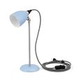 Lovell Task Lamp, 765-Porcelain Delphite Blue, Stem in 975-Galvanized, CSBW-Black & White Cloth Cord, Black Plug & Switch Lovell Task Lamp, 765-Porcelain Delphite Blue, Stem in 975-Galvanized, CSBW-Black & White Cloth Cord, Black Plug & Switch