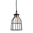 Minimalist Copper Cage Pendant with Wire Cage, Nostalgic Edison-Style Victorian Bulb, TBK-Black Cotton Twist Cord Minimalist Copper Cage Pendant with Wire Cage, Nostalgic Edison-Style Victorian Bulb, TBK-Black Cotton Twist Cord