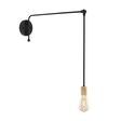 Downtown Minimalist Wooden Socket Swing Arm Sconce, 100-Black, G69 Arm, Ash Wood, Shown with LED ST19 Bulb Downtown Minimalist Wooden Socket Swing Arm Sconce, 100-Black, G69 Arm, Ash Wood, Shown with LED ST19 Bulb