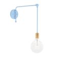 Downtown Minimalist Wooden Socket Swing Arm Sconce, 715-Delphite Blue, G69 Arm, Maple Wood, Shown with G40 Clear Bulb Downtown Minimalist Wooden Socket Swing Arm Sconce, 715-Delphite Blue, G69 Arm, Maple Wood, Shown with G40 Clear Bulb