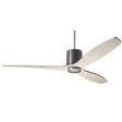 LeatherLuxe DC Ceiling Fan, Graphite with Grey Leather, Whitewash Blades, No Light LeatherLuxe DC Ceiling Fan, Graphite with Grey Leather, Whitewash Blades, No Light