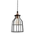 Minimalist Copper Cage Pendant with Wire Cage, Nostalgic Edison-Style Victorian Bulb, TBW-Black & White Cotton Twist Cord Minimalist Copper Cage Pendant with Wire Cage, Nostalgic Edison-Style Victorian Bulb, TBW-Black & White Cotton Twist Cord
