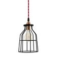 Minimalist Copper Cage Pendant with Wire Cage, Nostalgic Edison-Style Victorian Bulb, TRD-Red Cotton Twist Cord Minimalist Copper Cage Pendant with Wire Cage, Nostalgic Edison-Style Victorian Bulb, TRD-Red Cotton Twist Cord
