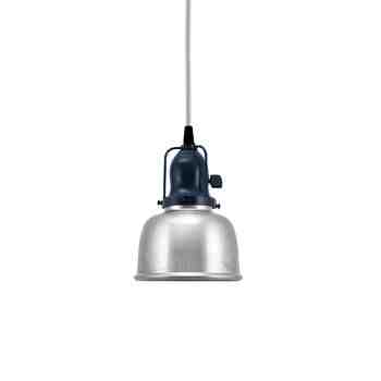 Fargo Pendant, 975-Galvanized, Cup in 705 Navy, With Arms & Paddle Switch, CMG-Grey Cloth Cord