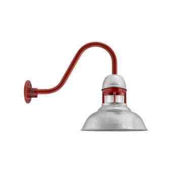 12" Outback, 975-Galvanized, With Cap Option, Guard in 400-Barn Red, FST-Frosted Glass, G15 Gooseneck Arm, 400-Barn Red