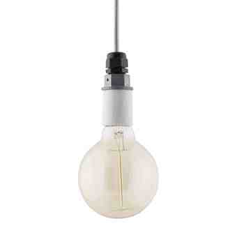 Indy Porcelain Socket Pendant, Grey Cotton Cord-CMG, 40W G30 Thread Edison Light Bulb (Not Included)