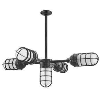 Apollo 5-Light Chandelier, 805-Charcoal Granite, CGG-Standard Cast Guard, FST-Frosted Glass